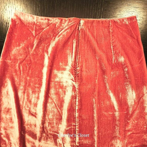 Free People My Lacey Boho-Romantic Velvet Midi Slip Skirt Pink Sz. 2 - Picture 10 of 13